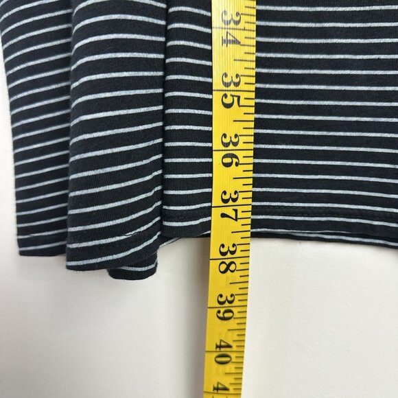 Fresh Produce Dress M Striped Pockets Trapeze Shift Loose Flowy‎ Midi Black Gray - Picture 7 of 7